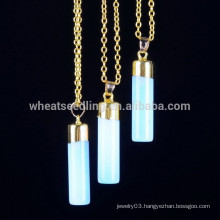 gold chains natural stone opal blue stones pendant necaklce fashion crystal jewelry